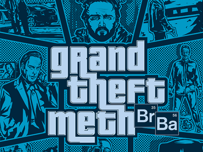 Grand Theft Meth: Breaking Bad breaking bad gta halftone illustration mashup meth