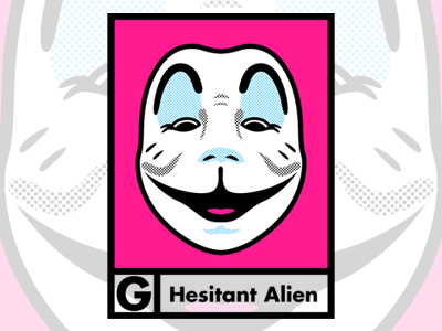 Hesitant Alien character halftone illustration