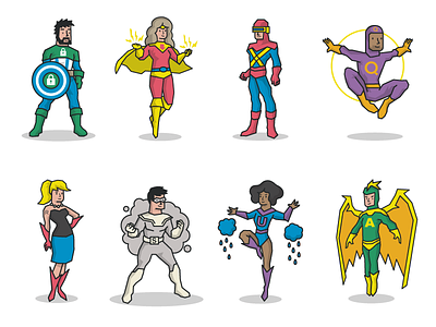 Superheroes illustration superheros vector villains