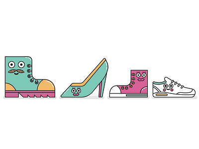 Footwear Family characters illustration shoes