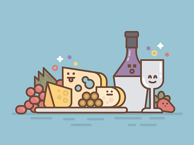 Cheese Plate Emoji cheese digital illustration wine