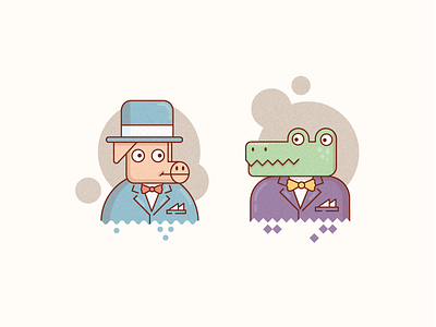 Pig & Alligator animals illustration