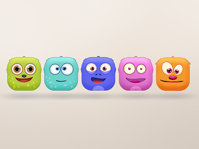 Cute monsters casual games characters clean design colorful cute monsters game art game characters happy kids art puzzle games