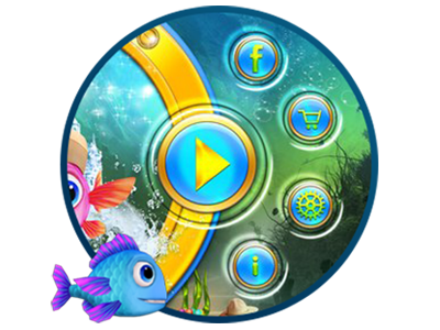 buttons blue buttons casual games characters fish golden buttons golden style play ui design underwater