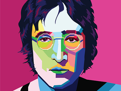 WPAP Style Art flat john lennon pink pop art vector vector art wpap