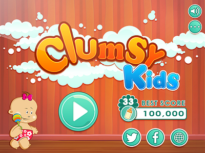 Clumsy Kids casual games characters funny games happy kids ui design