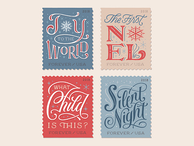 Christmas Stamps Series christmas handlettering illustration lettering mwcm stamp typography