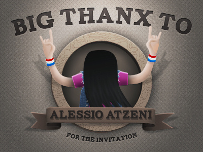Big Thanx To Alessio Atzeni A.K.A @Bluxart brown illustration invitation music