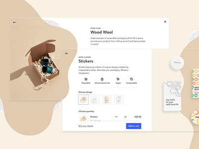 Modal Product Page branding cross sell eco layout modal packaging packhelp photography product page sustainability ui design ux design