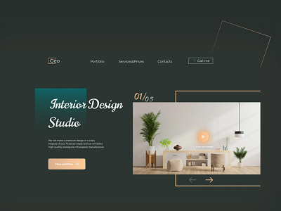 Design main page for Interior design studio interior ui ux ux webdesign