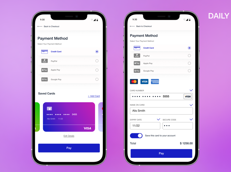 Credit Card Checkout #001 by Elena Vasilevskaya on Dribbble