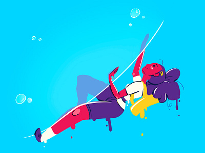 Climber character climber drips female illustration water