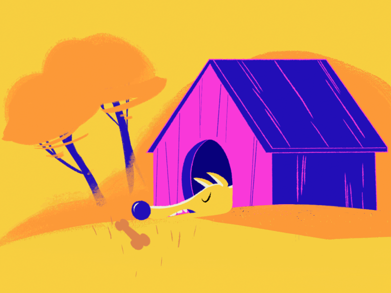 Snoozeday 2d animation annoyed bird dog dog house i wanna be a dog loopin nap orange tree snooze snoozefest 2018