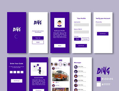 Ding Social Media App branding design graphic design ui ux