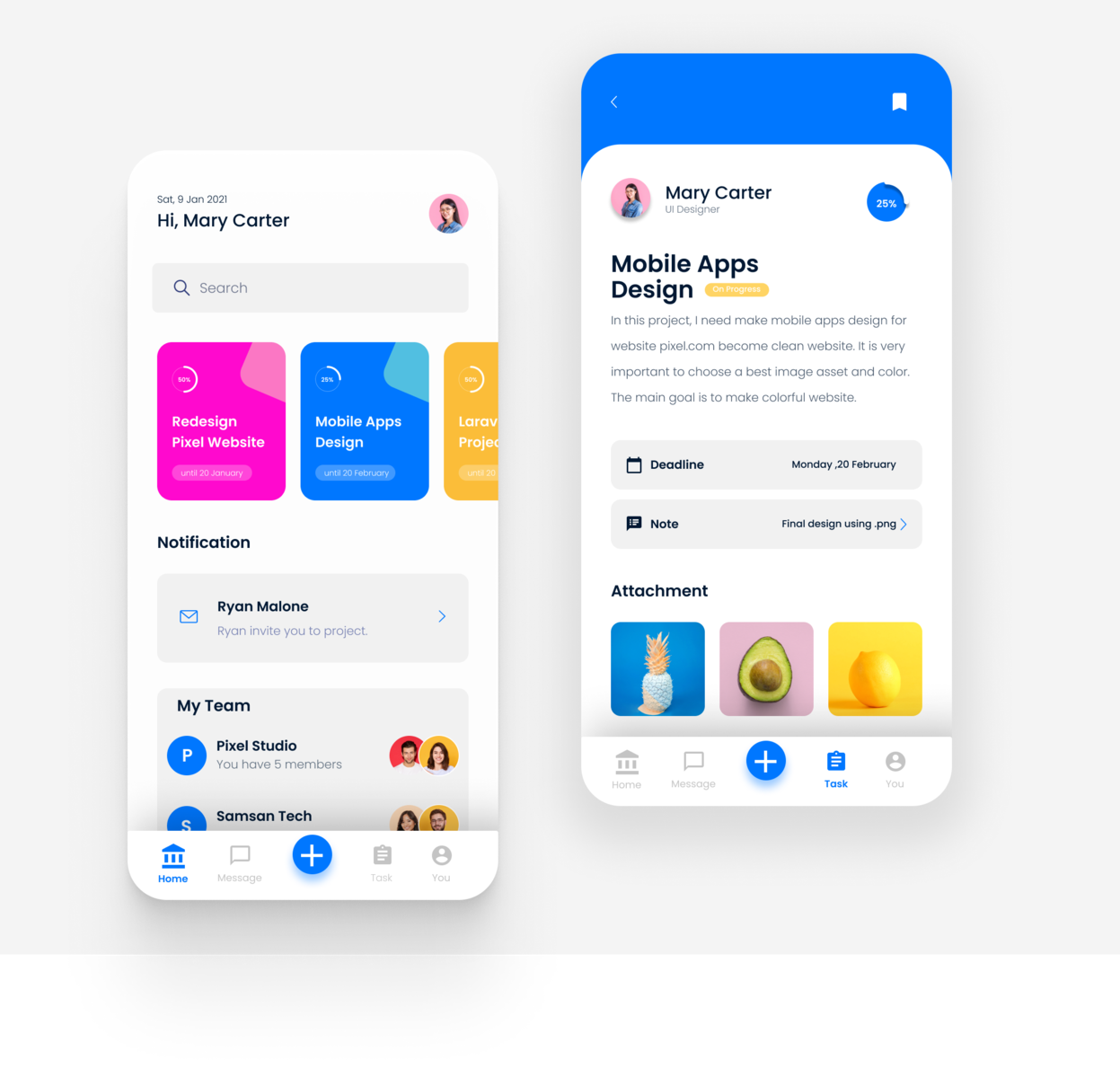 UI Task Mobile Application by Nur Fajar Yulianto on Dribbble