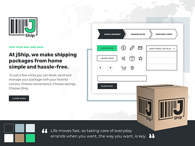 Jship - Product Design product product page shipping shipping box style tile styleframe styleguide ui visual identity web design website
