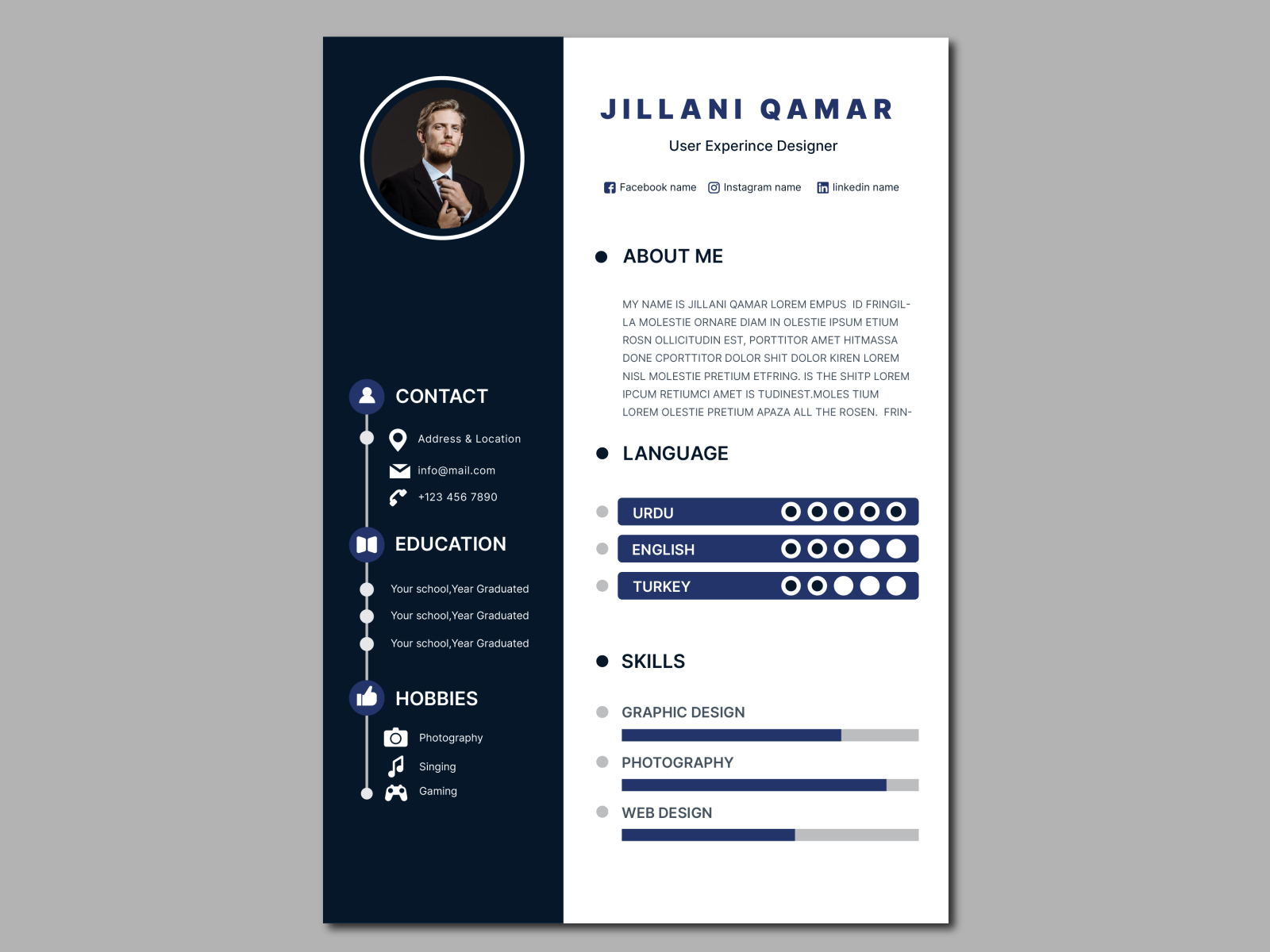 Resume CV curriculum vitae Template by Ghulam Jillani on Dribbble