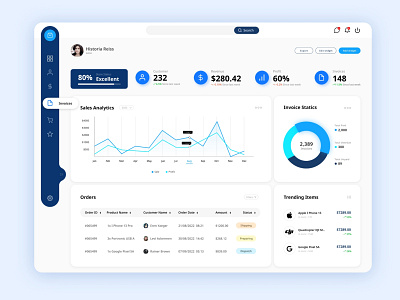 Order management dashboard UI conceptual app design ui ux