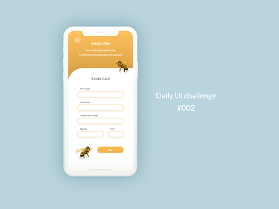 Adopt a Bee credit card dailyui dailyui 002 dailyuichallenge newbie payment uichallenge