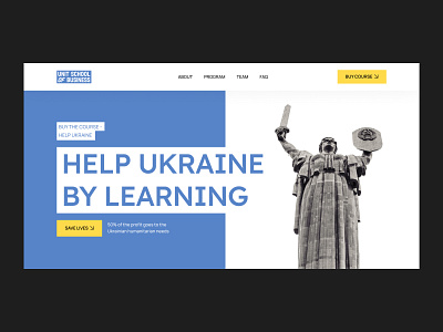 HELP UKRAINE - COURSE LANDING blue business course design inspiration layout minimalistic school ui ukraine ux