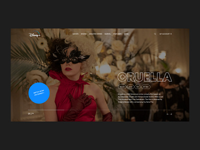 DISNEY WEBSITE REDESIGN cruella design disney inspiration layout minimalistic movie redesign ui ux website