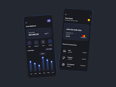 Banking and Finance App UX-UI Design app dark design finance app icon illustration phone ui ux