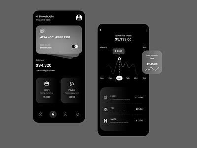 Finance Mobile App Design app dark design icon illustration logo phone ui ux