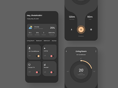 Exploration Smart Home - Dark Mode app dark mode design icon illustration logo phone ui ux