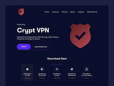 CryptVPN Landing Page crypt design landing page logo popular terbaru ui ux vpn