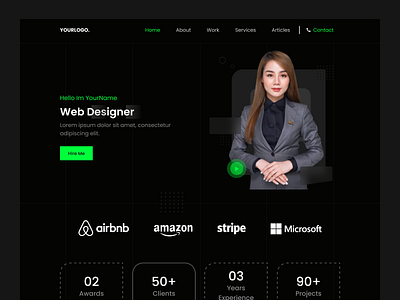 Personal Portfolio - Web Landing Page Design dark mode graphic design landing page logo popular portfolio terbaru ui ux
