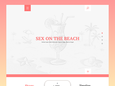 Cocktail preview bar clean cocktail illustration landing minimalistic page recipe simple ui web