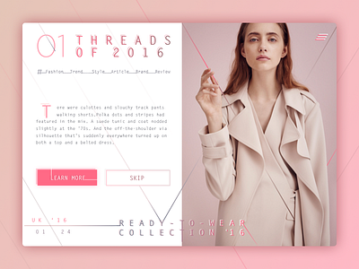 Threads of Fashion clean color concept fashion girls minimal pink site style threads web