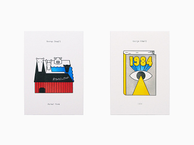 Letterpress set : George Orwell adana book book cover card design flat graphic design illustration letterpress minimal printing vector