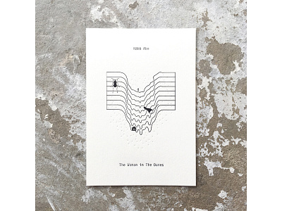 Letterpress Card : The Woman in The Dunes adana book book cover card flat illustration letterpress minimal printing vector