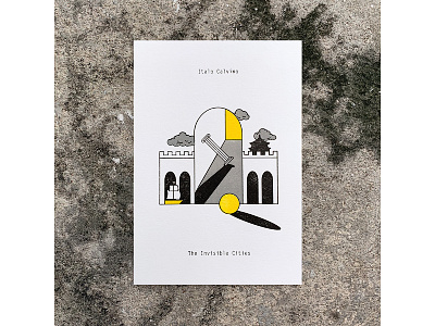 Letterpress Card : The Invisible Cities (2) book cover card flat graphic design illustration letterpress minimal printing vector