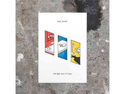 Letterpress Card : NY Trilogy book book cover flat graphic design illustration letterpress minimal novel printing vector