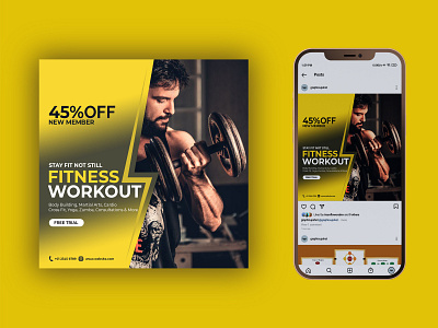 Creative Fitness Post With Motion 2d 2d animation animation animations fitness graphic design graphicdesign gym illustration instagram ads motion motion design motion graphics promotion promotion ads templates