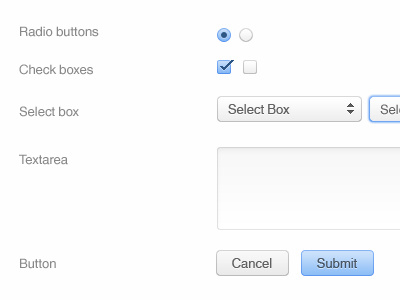 Form button checkbox dropdow form input radio button select textarea