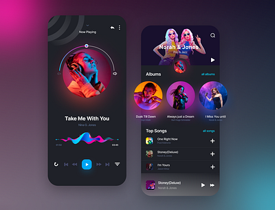 Music Player App app clean concept dark design gradient music player theme ui ux