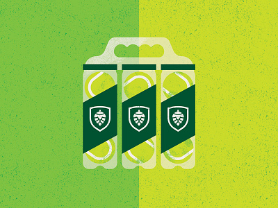 Hopspin 6-pack beer illustration tennis