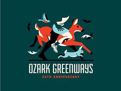 Ozark Greenways animals anniversary design exercise illustration nature t shirt