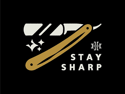 Stay Sharp barber illustration razor straight razor tagline