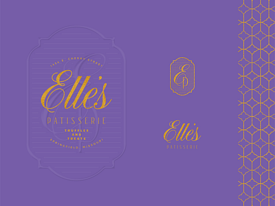 Elle's Patisserie brand branding design gold identity logo monogram patisserie pattern purple typography update