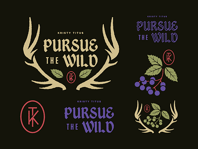 Pursue the Wild antlers brand elk flowers grapes monogram nature oregon grapes plant wild