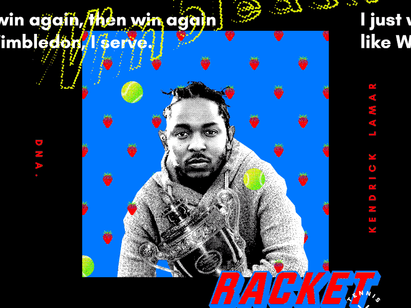 Racket_Kendrick_DNA_Wimbledon bitmap gif hip hop kendrick lamar rap strawberry tennis typography wimbledon