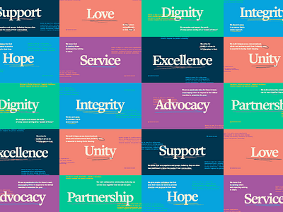 COH — Core Values hope love non profit service texture type typography values