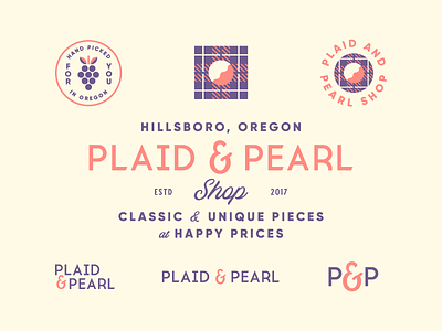 Plaid & Pearl brand identity logo oregon pearl plaid shop type typography
