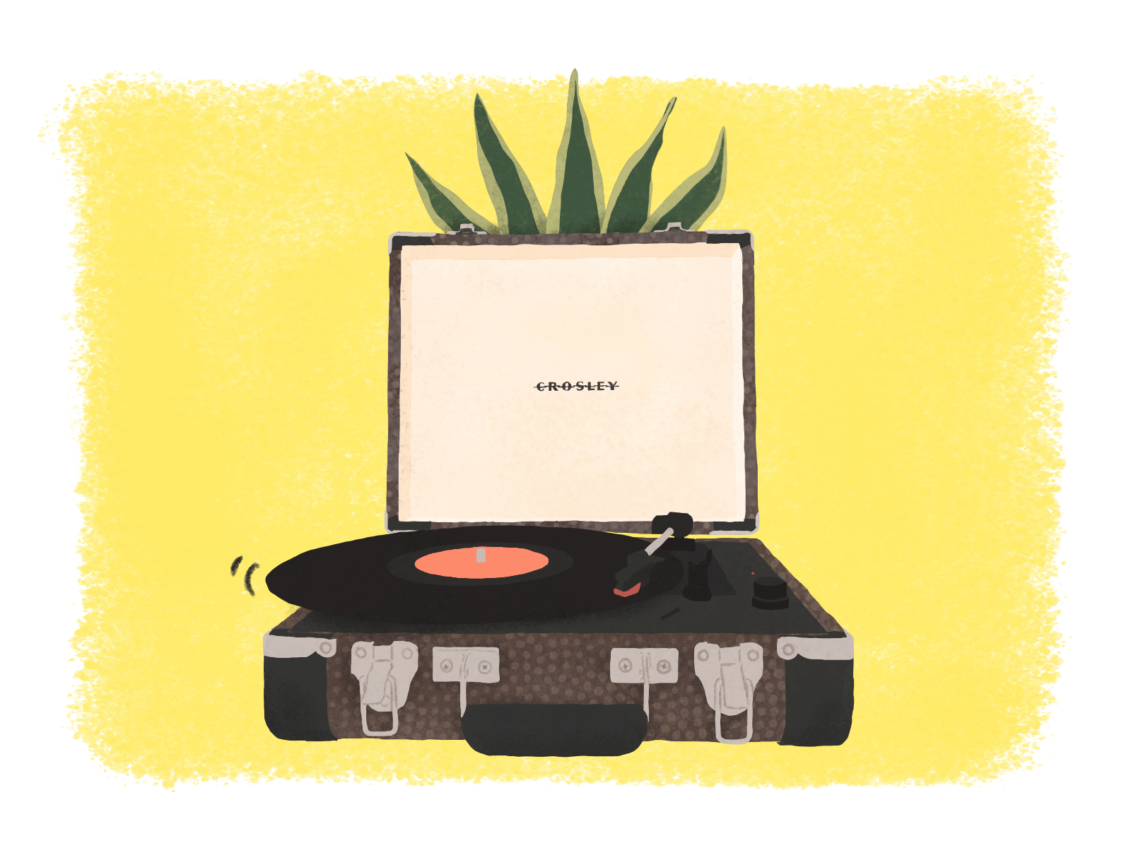 Crosley Playing Sweet Tunes animated gif animation animation 2d illustrated animation illustration music plant snake plant vinyl record