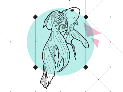 Geo Fish Illustration blue fish geometry illustration pink