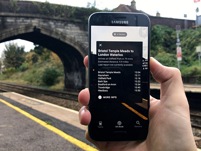 Testing the augmented reality mode of Train Beacon Android app